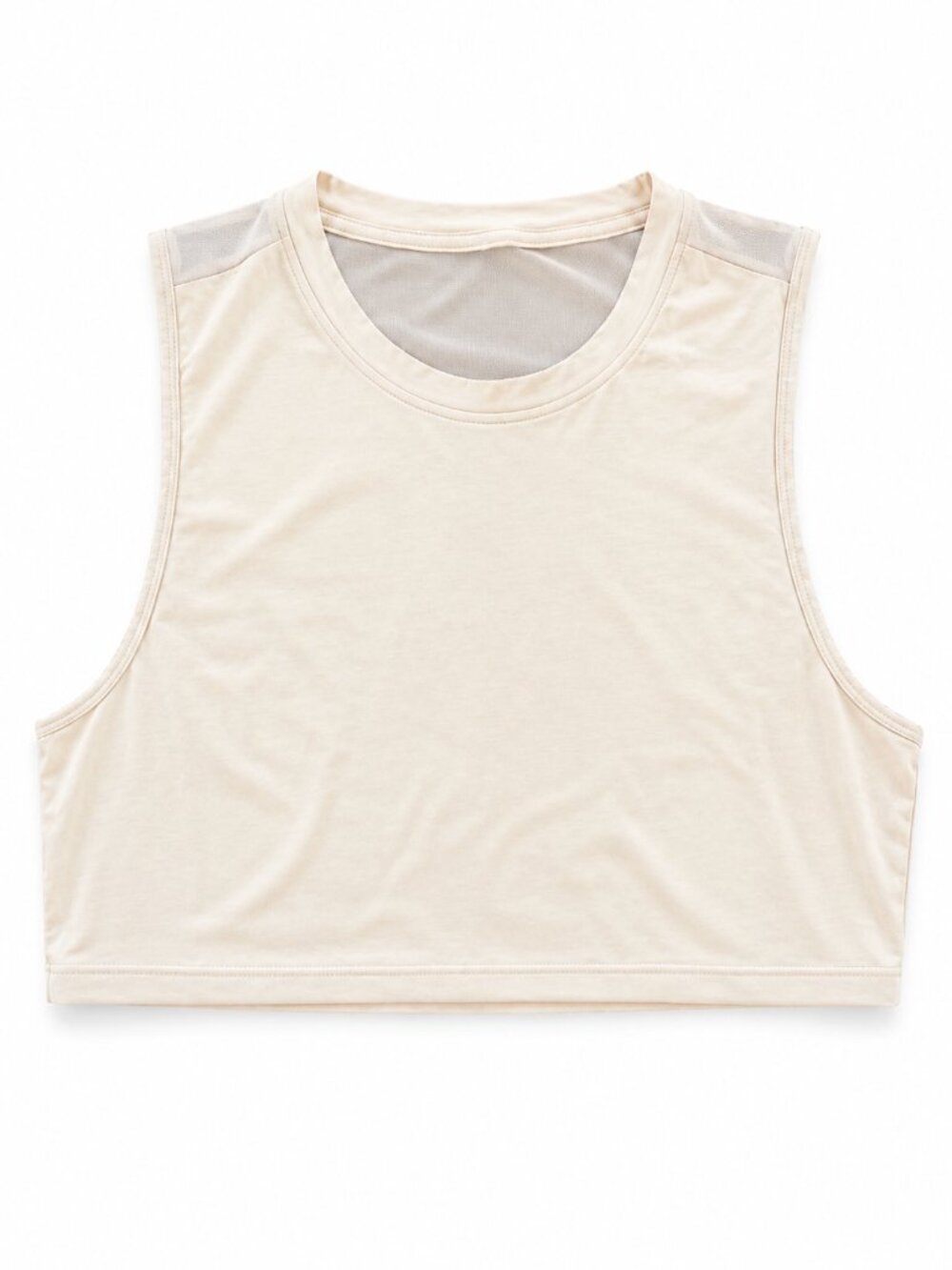 Beige Mesh Back Cropped Tank Top – Size Small